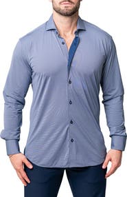 Maceoo Einstein Yoli Blue Stretch Button-Up Shirt