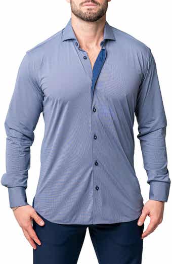Maceoo Einstein Yoli Blue Stretch Button-Up Shirt