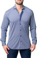Maceoo Einstein Yoli Blue Stretch Button-Up Shirt