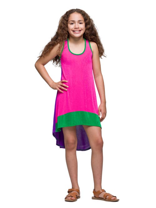24sevenkid Sleeveless Colorblock Highlow Knee Length Dress In Pink