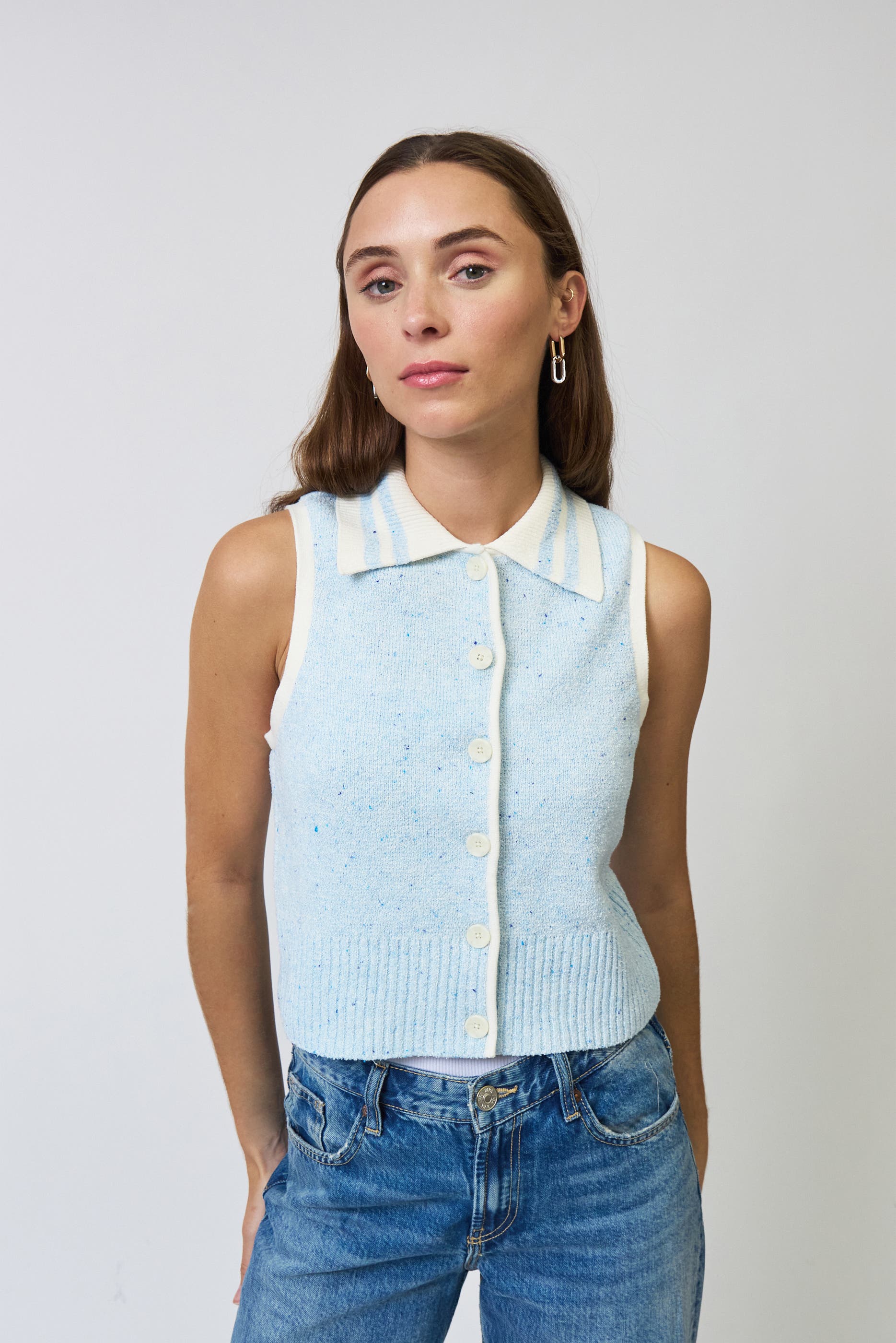 Celeste Tweed Yarn Collared Top - image 3