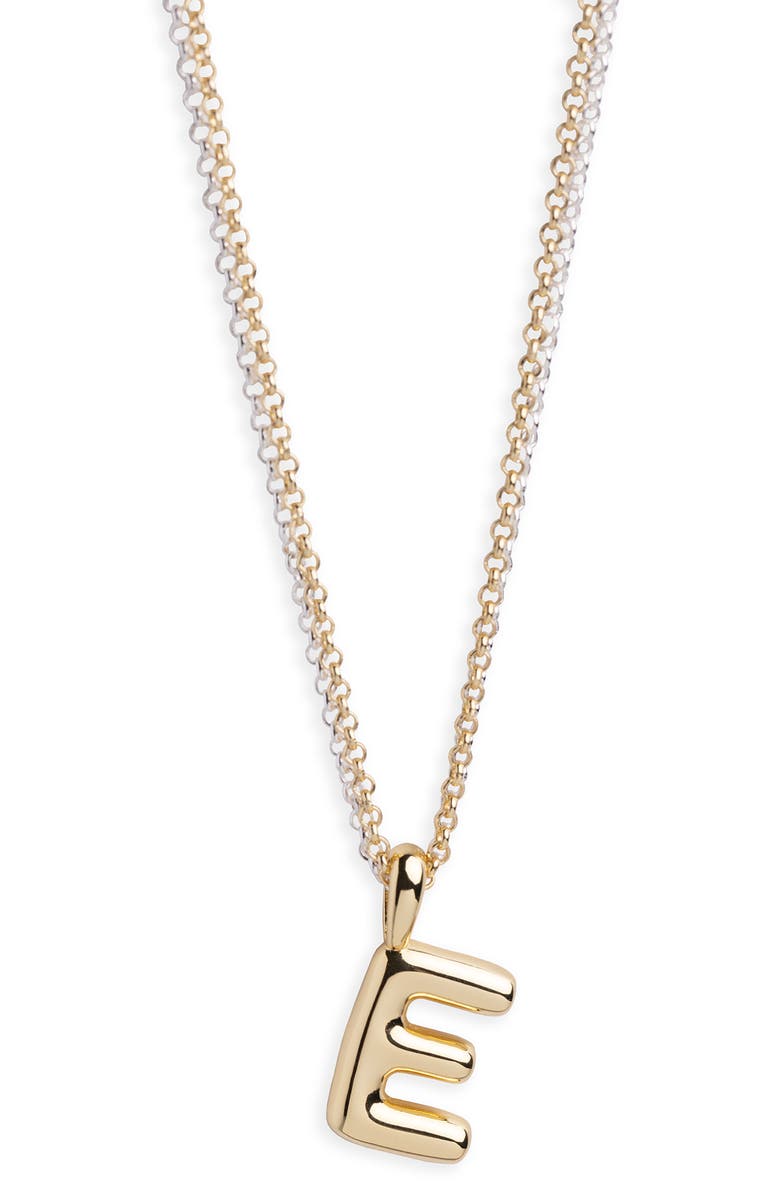 ARGENTO VIVO Puffy E Initial Pendant Necklace, Main, color, Two Tone