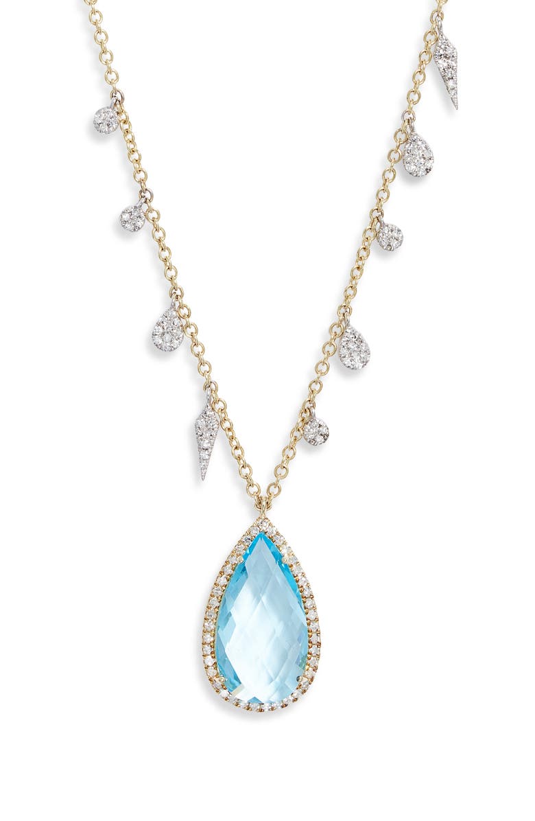 Meira T Blue Topaz Pendant Necklace, Main, color, Blue/ Yellow Gold