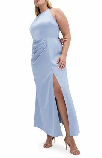 Celina Halter Neck Satin Maxi Dress