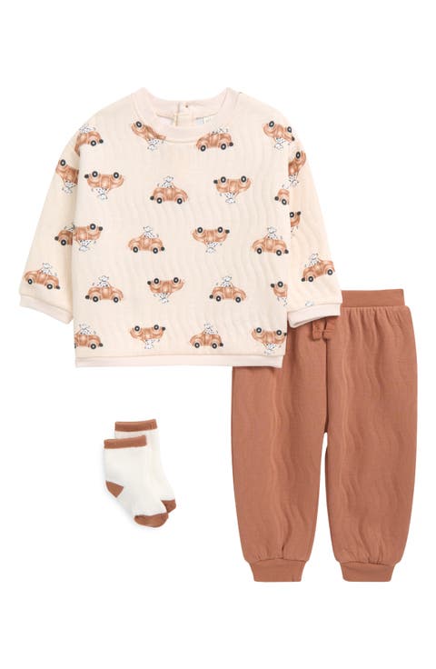 Quilted Sweatshirt, Joggers & Socks Set