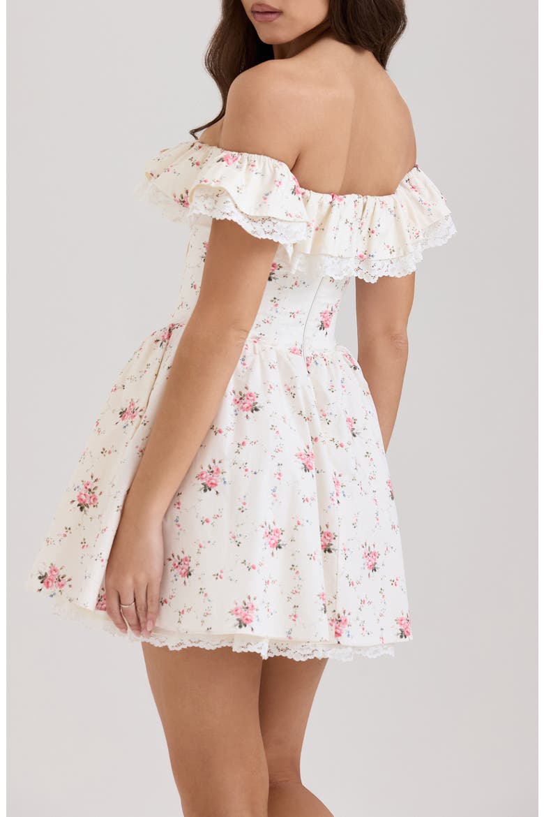 Jaide Off the Shoulder Minidress, Alternate, color, IVORY/ FLORAL BLUE PINK