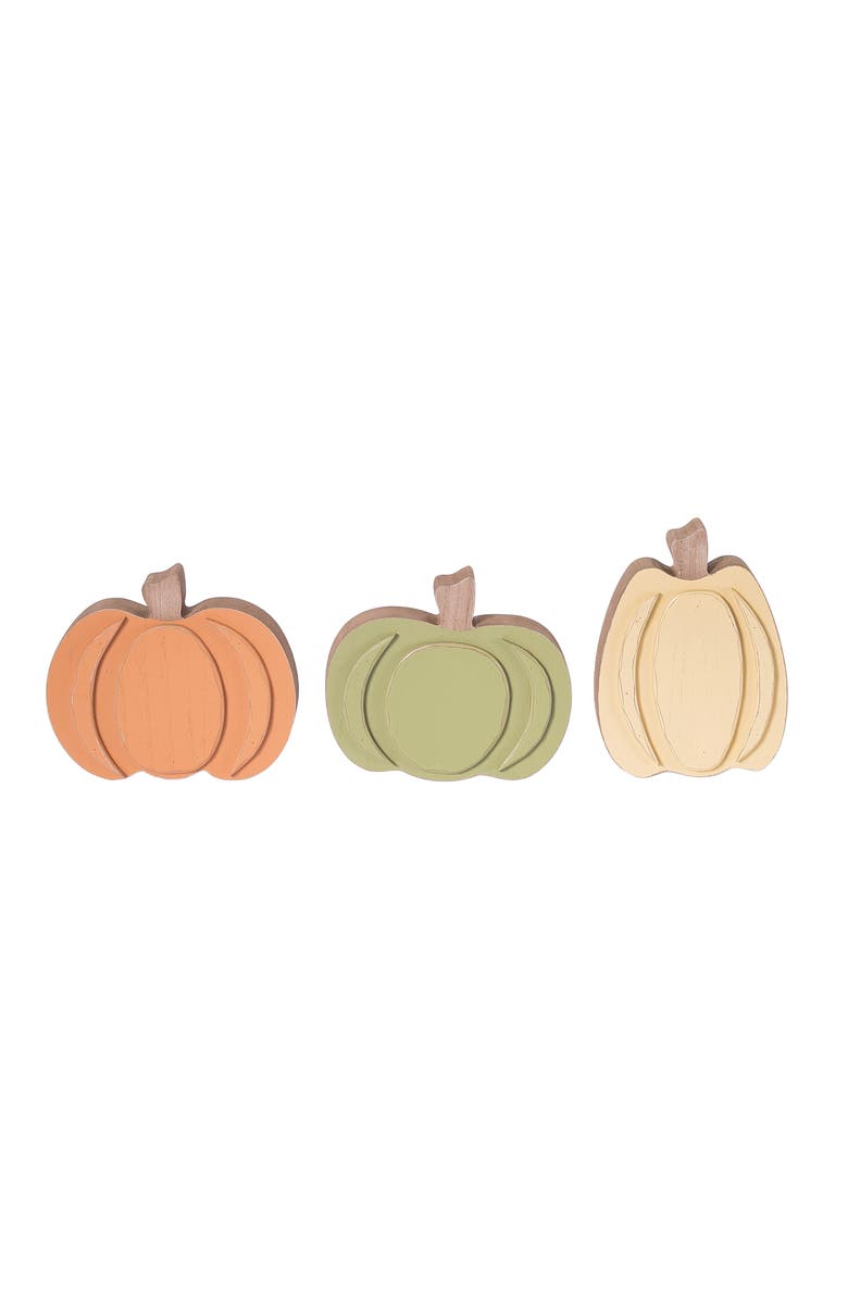 Transpac Set of 3 Decorative Pumpkin Sculptures for Autumn Decor, Main, color, Orange