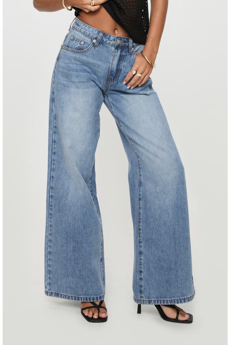 Colemane Low Rise Wide Leg Jeans, Alternate, color, DENIM