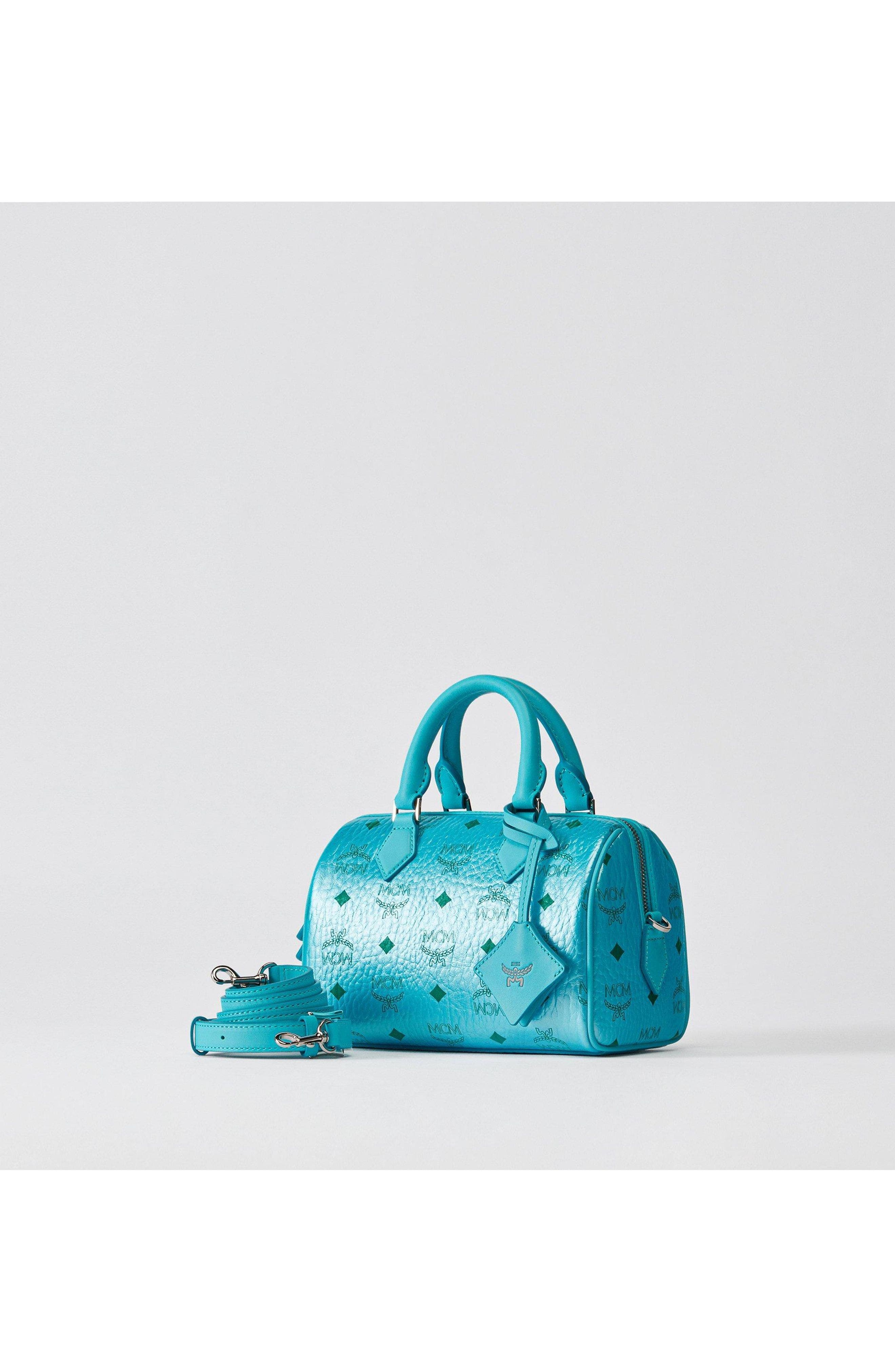 Ella Boston Bag in Visetos, Alternate, color, Blue Ceramic