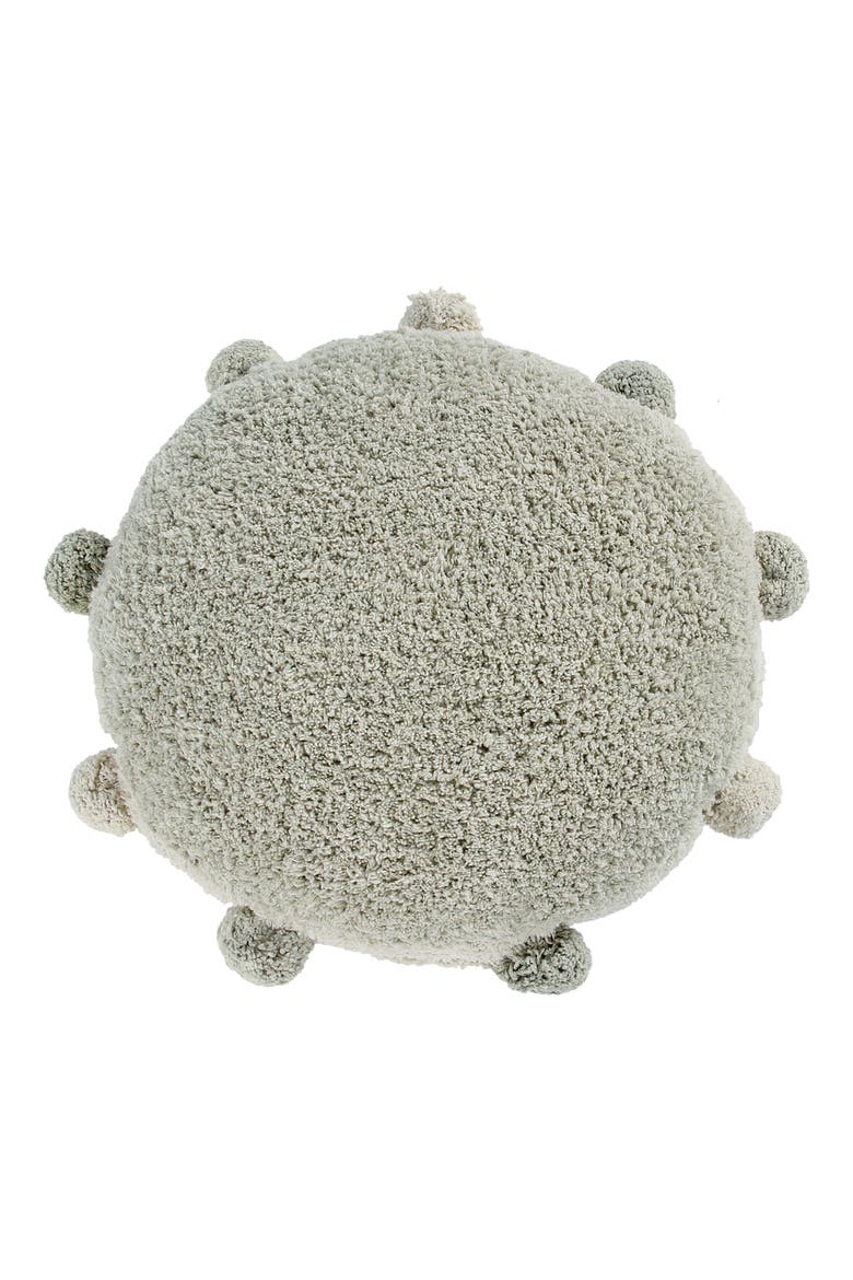 Bubbly Pompom Trim Floor Cushion, Main, color, OLIVE