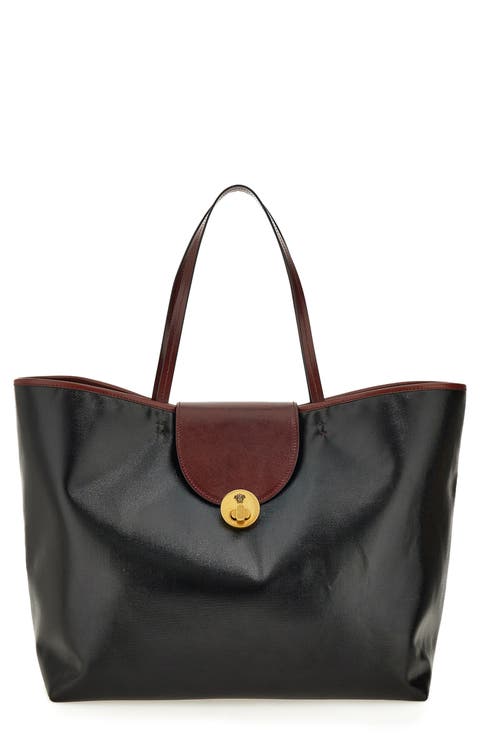 Large Vivian Coated Canvas & Leather Tote