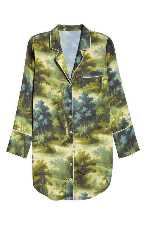 Kilo Brava Print Long Sleeve Sleep Shirt In Green