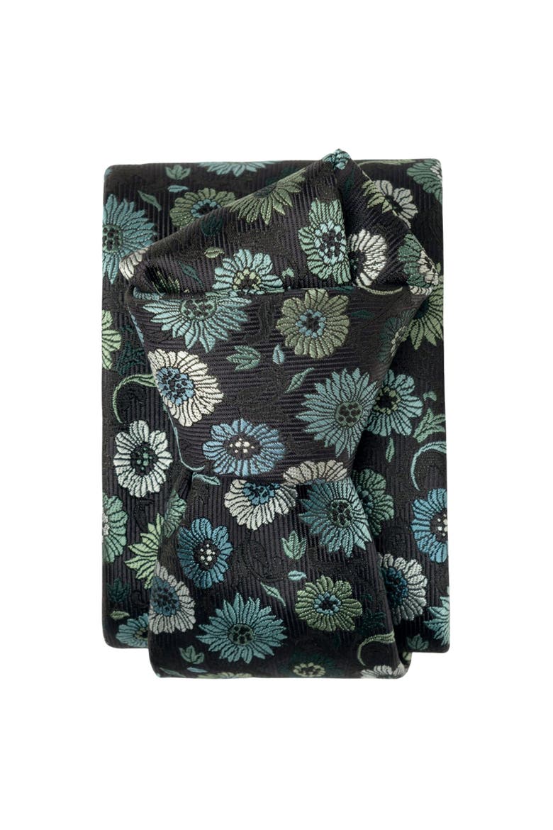 Pergola - Silk Jacquard Tie for Men, Main, color, Aqua & Black