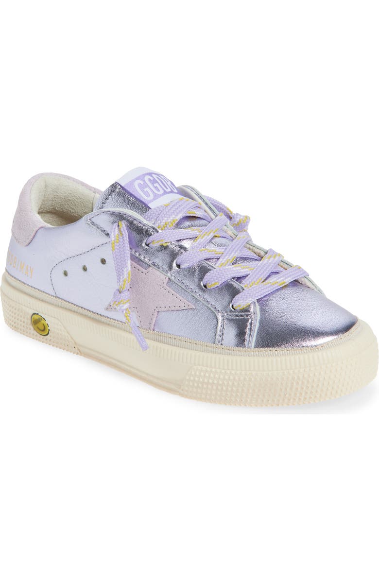 Golden Goose May School Metallic Leather Sneaker, Main, color, Lilla