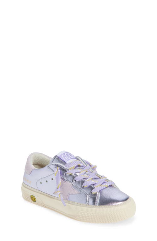 Golden Goose May School Metallic Leather Sneaker In Purple