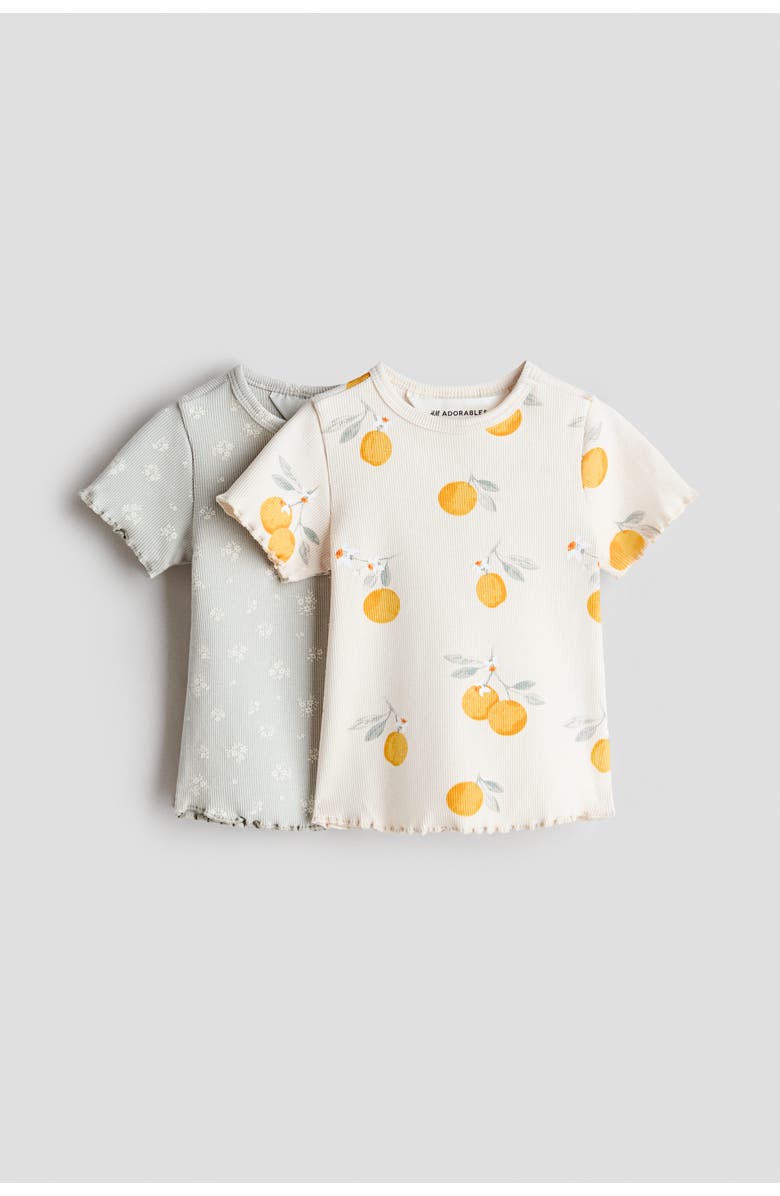 H&M 2-pack Ribbed Cotton Tops, Main, color, 