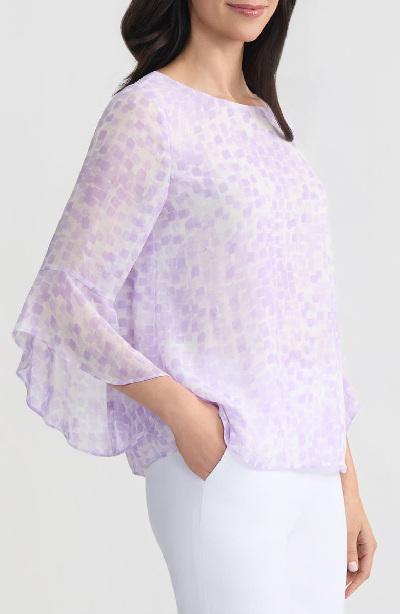 KASPER Ruffle Sleeve Top, Alternate, color, Lavndr Mist Mlt