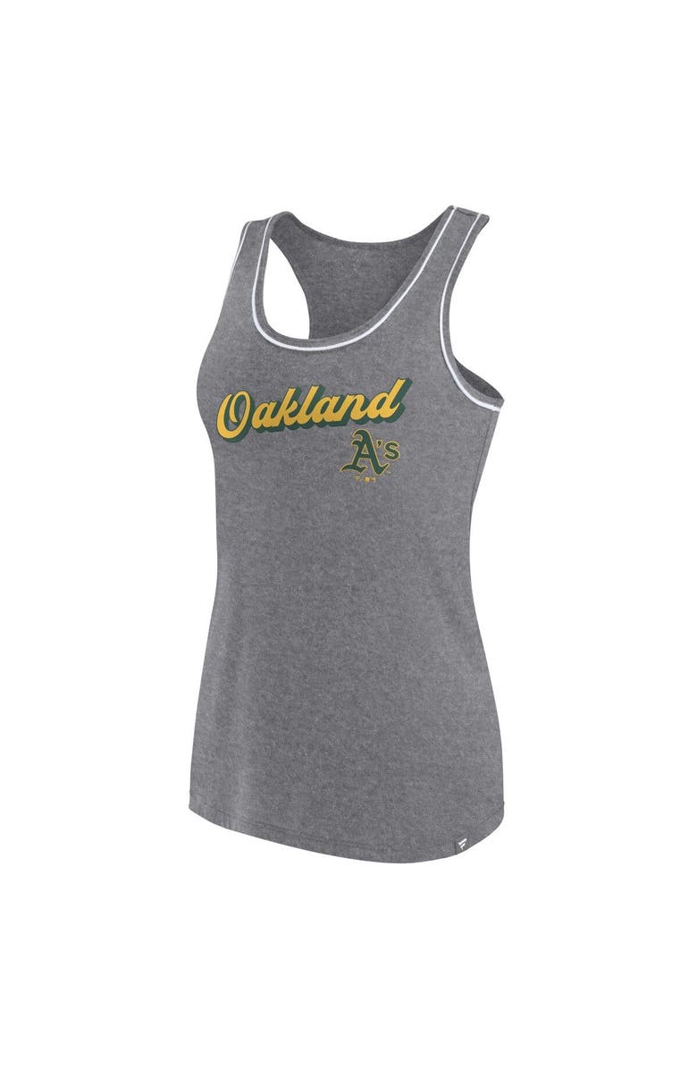 FANATICS Women's Fanatics Branded Heather Gray Oakland Athletics Wordmark Logo Racerback Tank Top, Alternate, color, Heather Gray