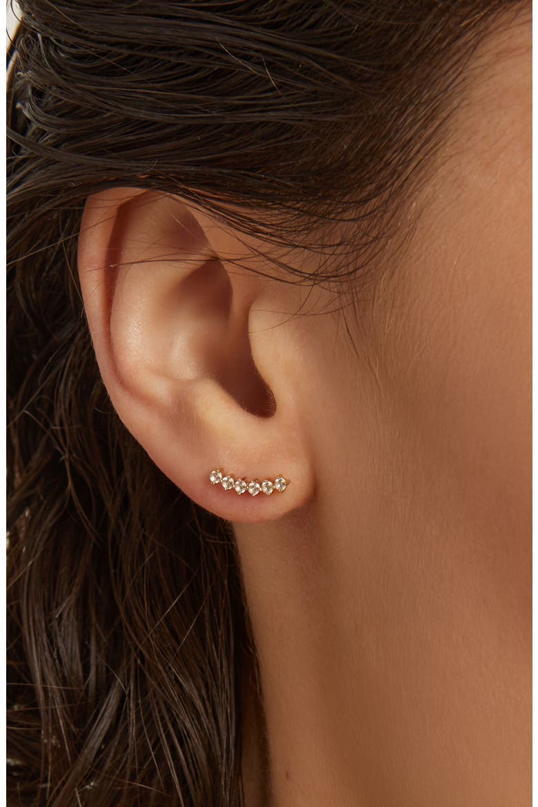 Lab Grown Sapphire Climber Flatback Earring, Alternate, color, Yellow Gold Vermeil