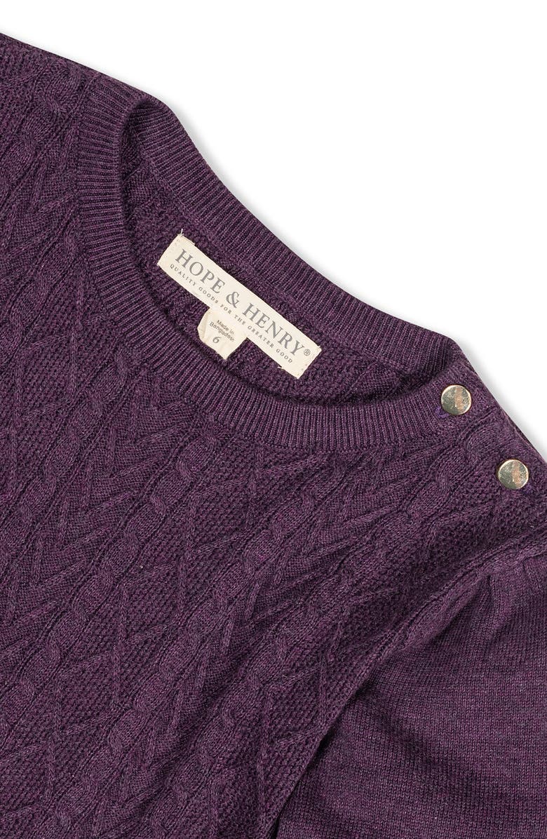 Hope & Henry Baby Girls' Organic Cable Bodice Sweater Dress, Infant, Alternate, color, Plum Heather Cable Bodice