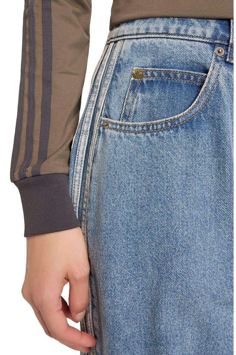 3-Stripes Barrel Leg Jeans, Alternate, color, WORN BLUE DENIM