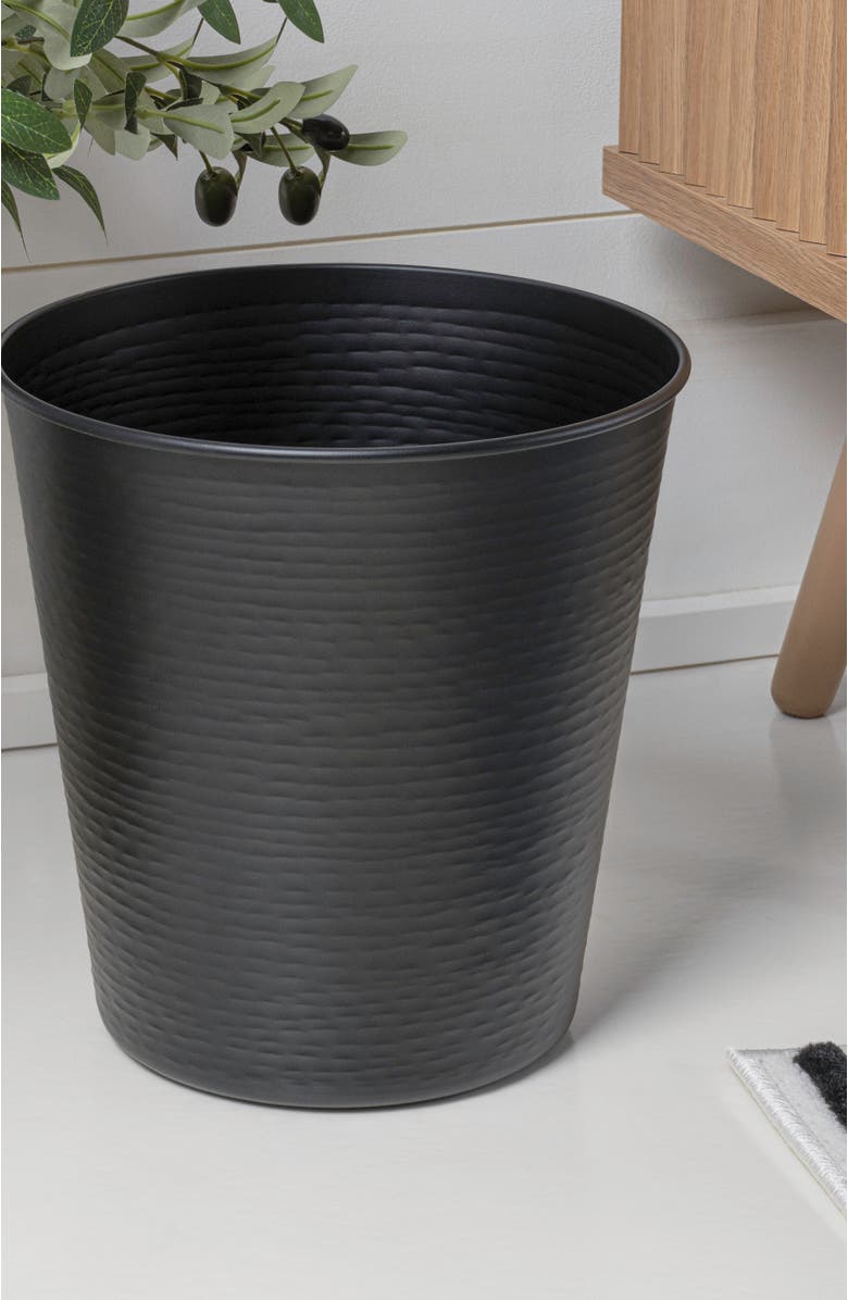 HAPPIMESS Remi Modern Classic Textured Steel 2-Gallon Wastebasket, Alternate, color, Matte Black