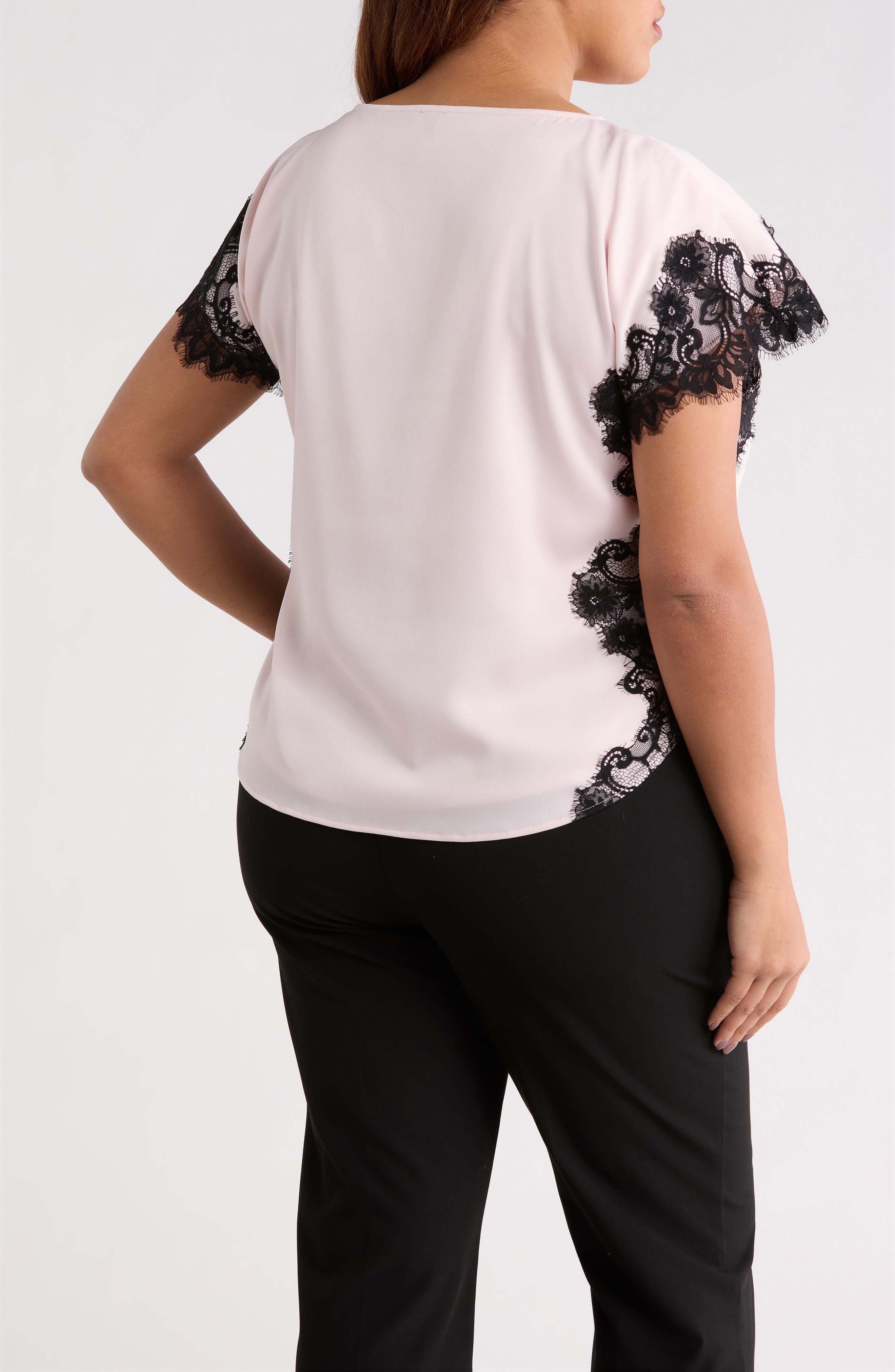 Lace Trim Bateau Neck Top - image 2