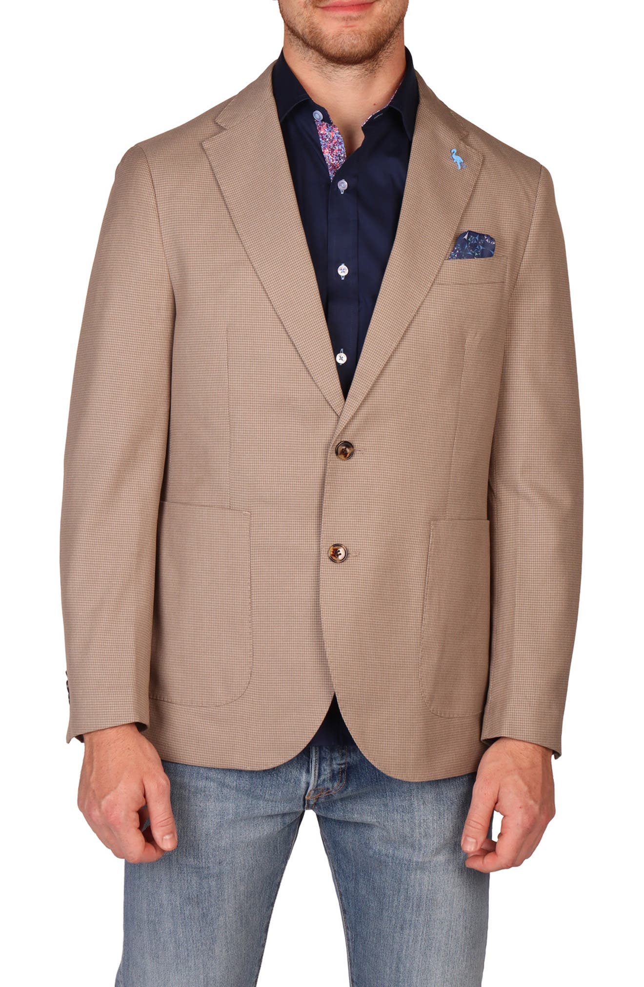 TailorByrd Modern Fit Heathered Micro Check Sport Coat Glen Plaid Sport Coat