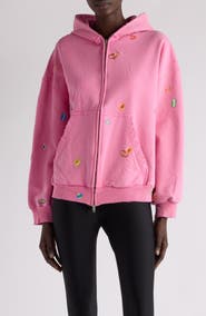 Balenciaga Fruity Distressed Archetype Fleece Graphic Zip Balenciaga Fruity Distressed Archetype Fleece Graphic Zip