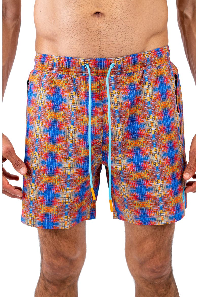 Swim Lion Minisquare37 Orange Swim Trunks, Main, color, ORANGE