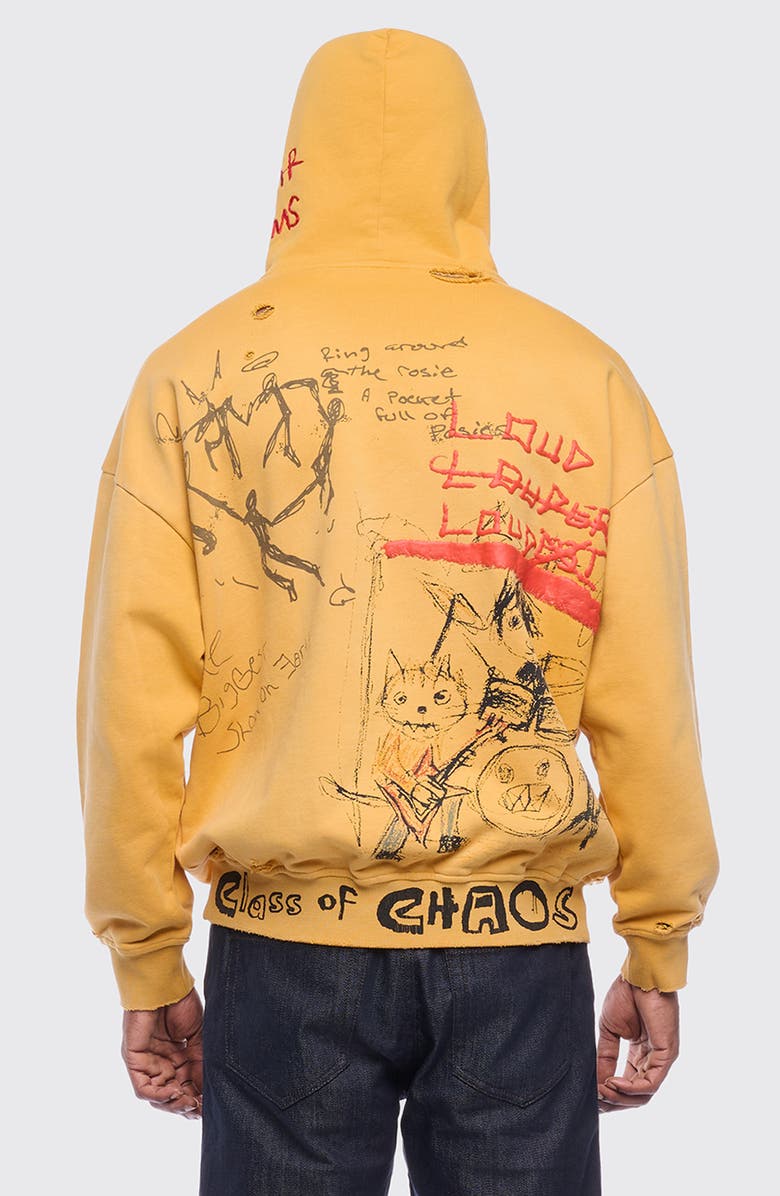 Rolling Loud Class of Chaos Oversize Cotton Blend Graphic Hoodie, Alternate, color, Washed Yellow