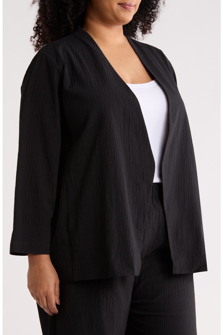 Open Front Stretch Cotton Jacket, Alternate, color, BLACK