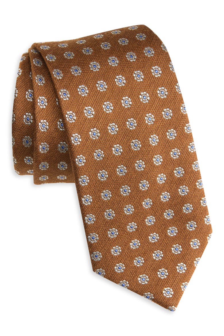 Neat Silk Tie, Main, color, ORANGE