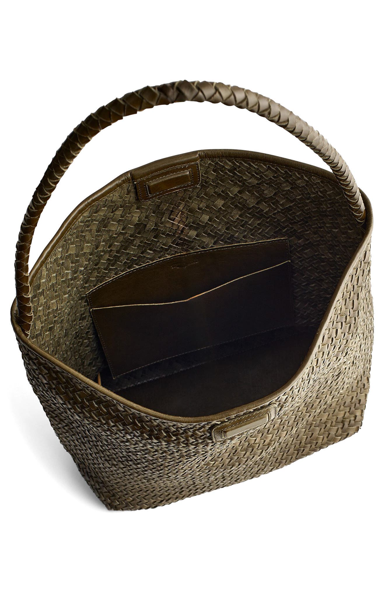 The Signature Woven Collection Bucket Bag, Alternate, color, FADED OLIVE