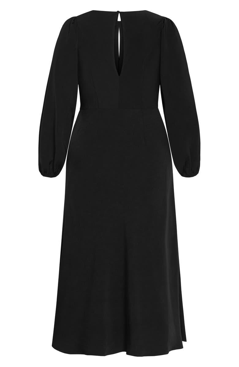 City Chic Ines Keyhole Long Sleeve Dress, Alternate, color, 