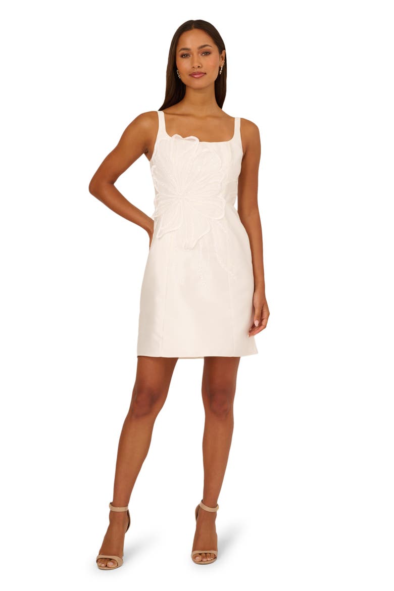 Beaded Petal Mikado Dress, Alternate, color, IVORY