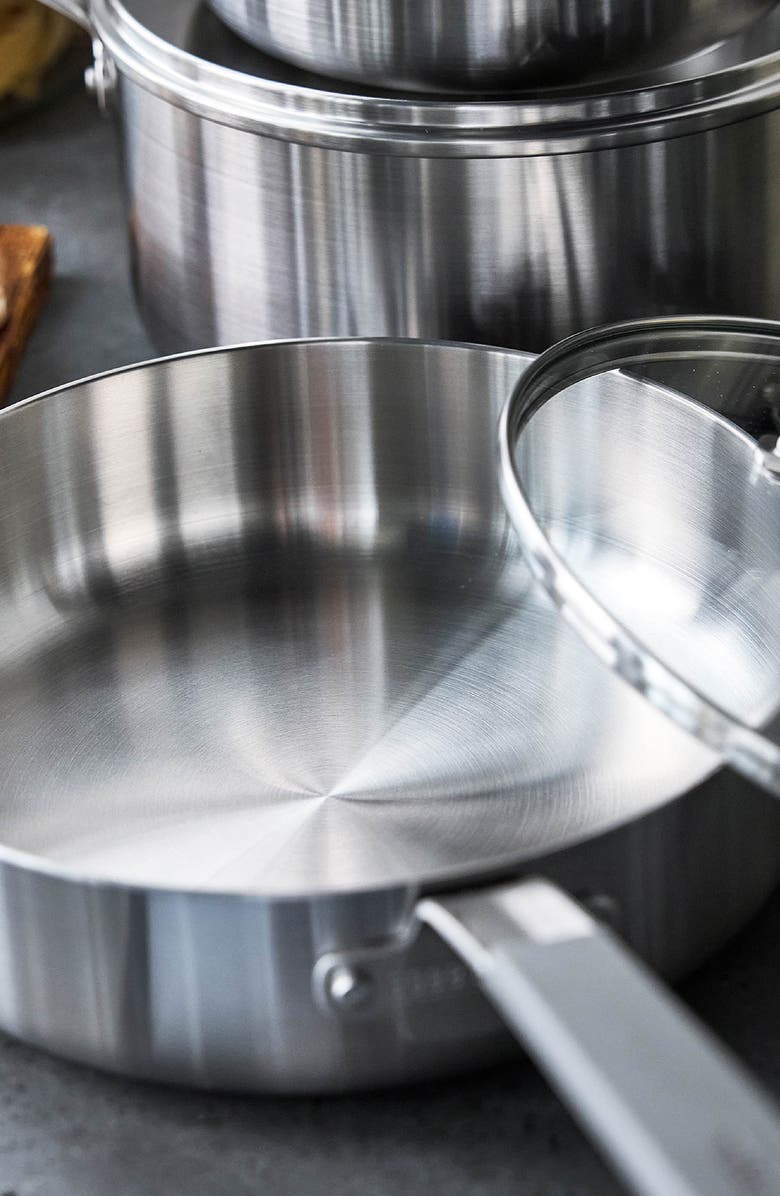 GreenPan x Bobby Flay Professional Ceramic Nonstick 13-Piece Cookware Set, Alternate, color, Stainless Steel