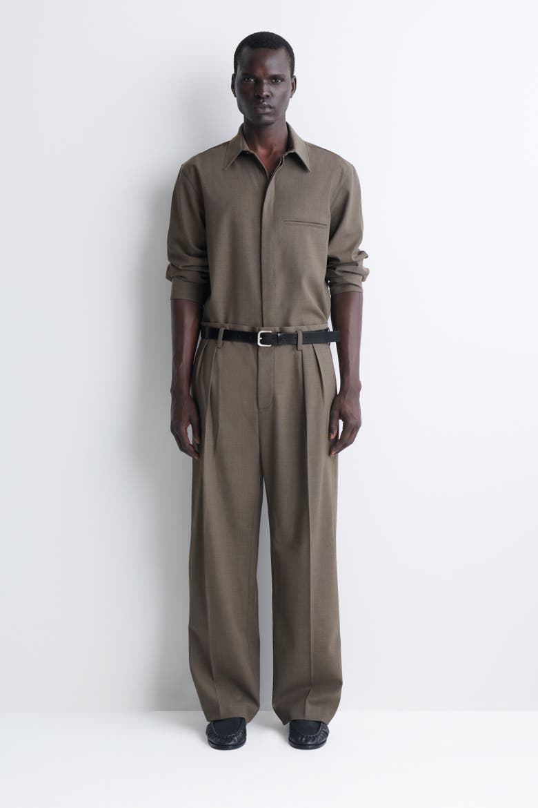 Wool-blend Relaxed-fit Wide-leg Pants, Main, color, BROWN