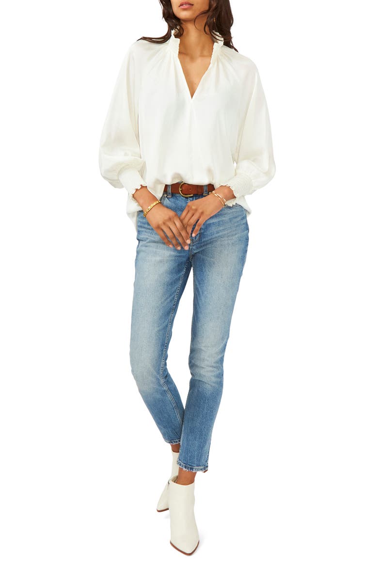 Satin Blouse, Alternate, color, NEW IVORY