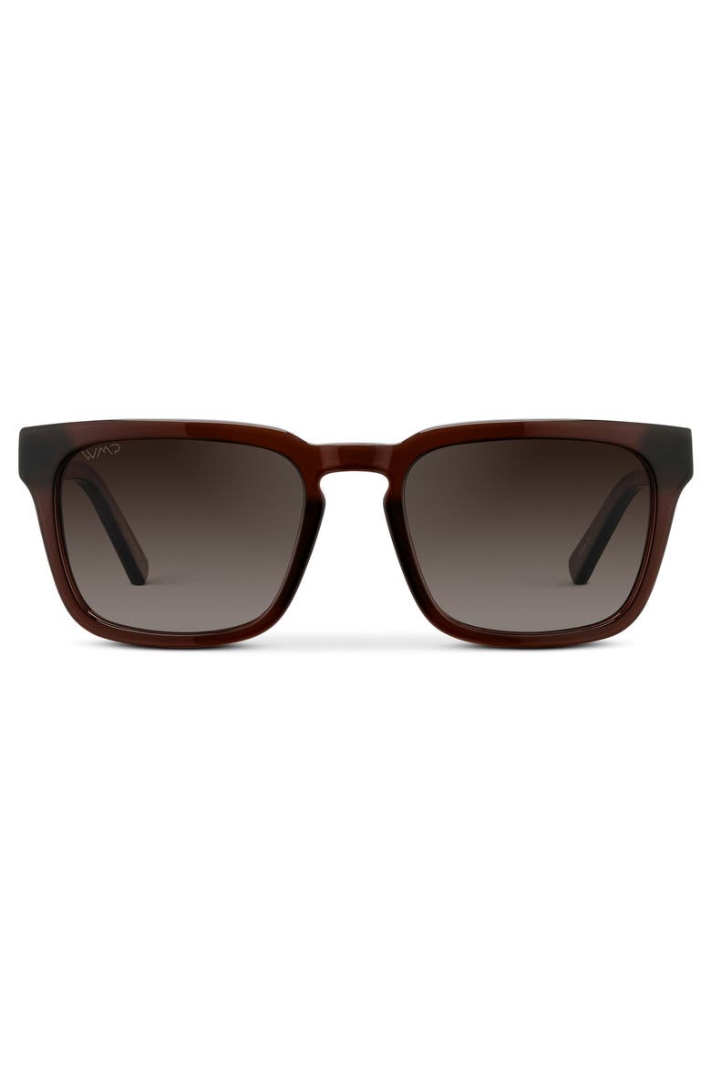 Maverick - 52mm Square Polarized Sunglasses, Main, color, Burnt Cedar Brown