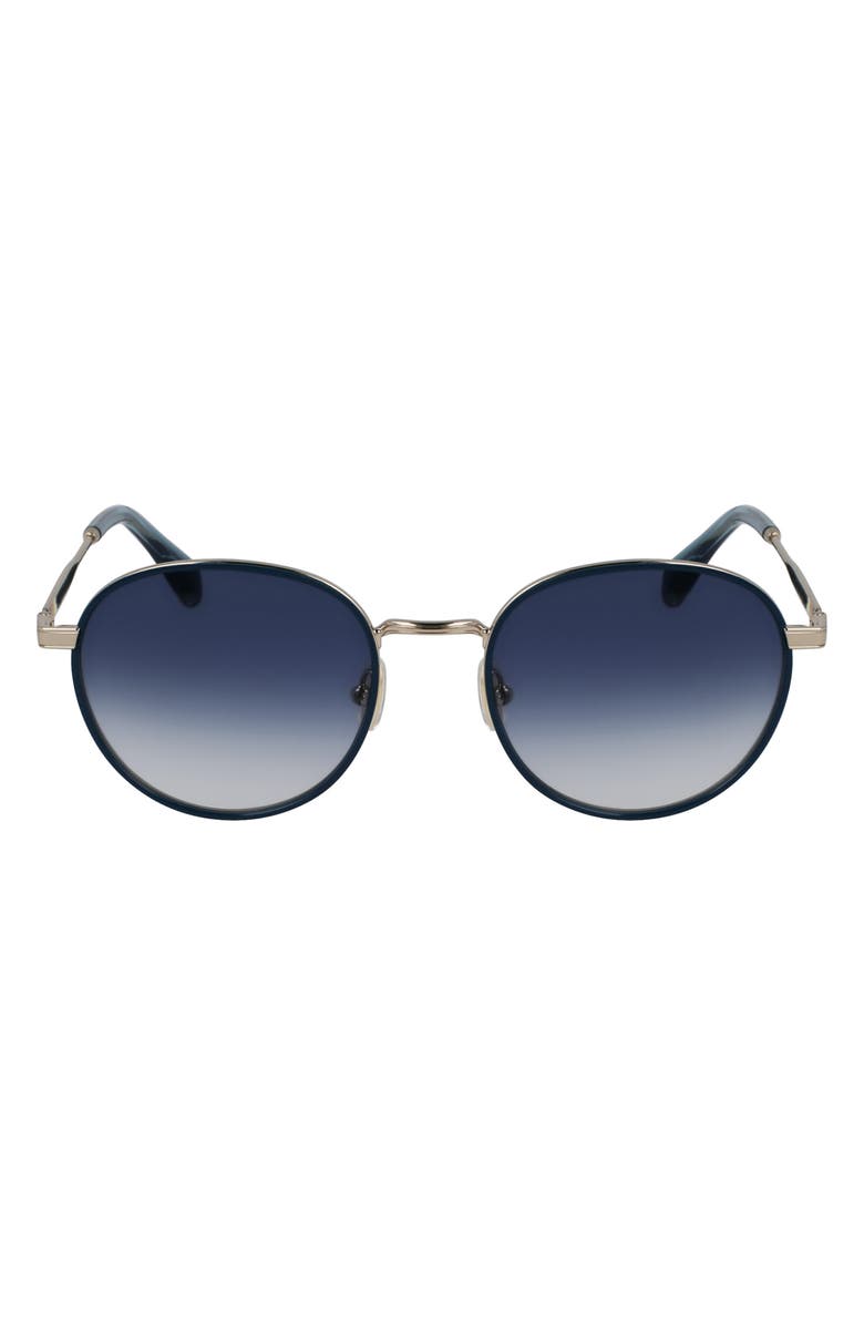 Paul Smith Mabley 53mm Gradient Round Sunglasses, Main, color, 710 Light Gold/ Petrol