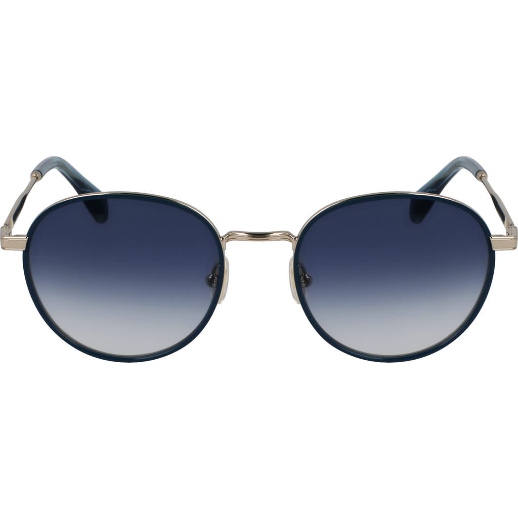 Paul Smith Mabley 53mm Gradient Round Sunglasses In 710 Light Gold/petrol