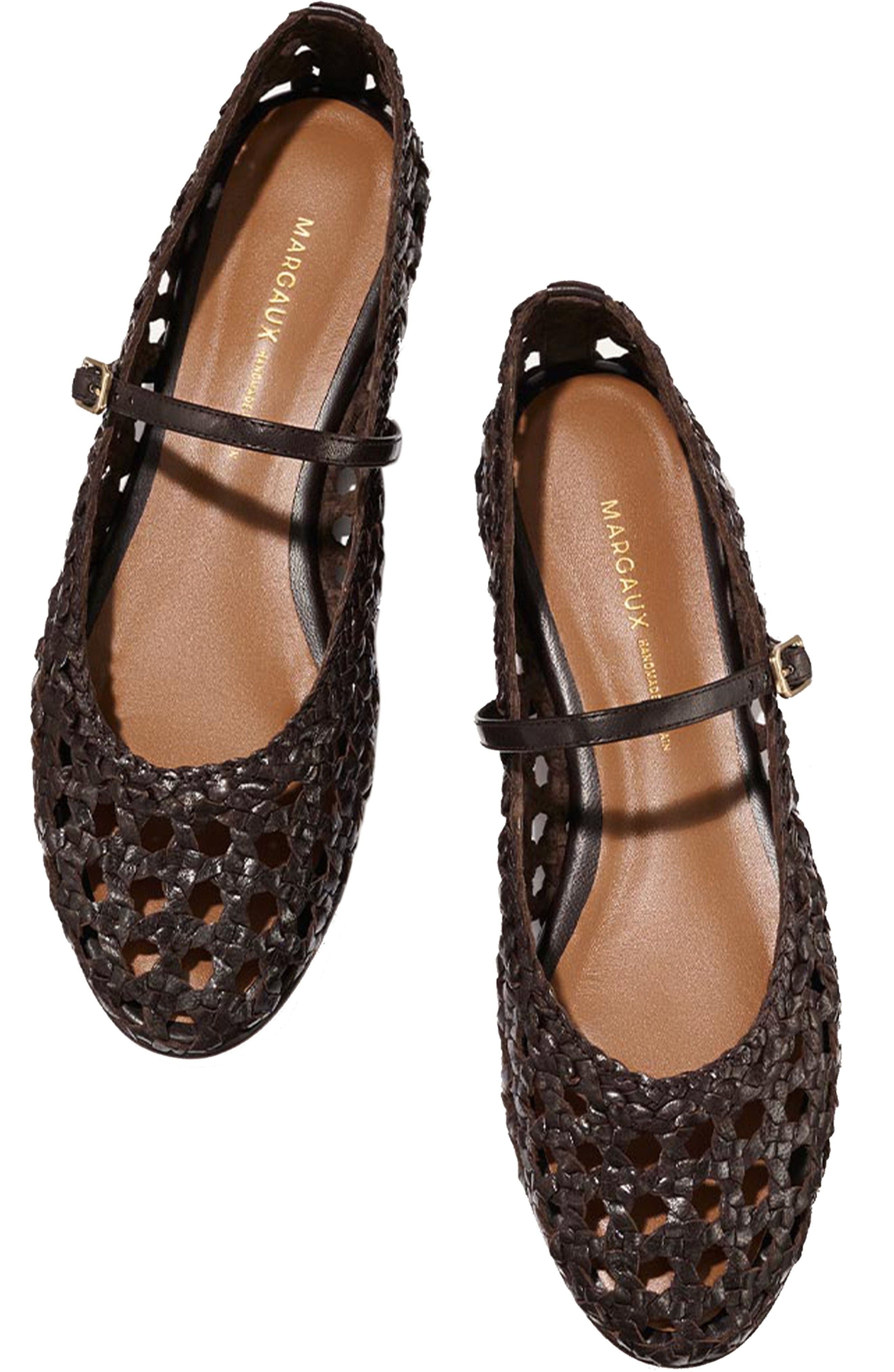 MARGAUX The Woven Demi Jane Flat, Alternate, color, Espresso Leather