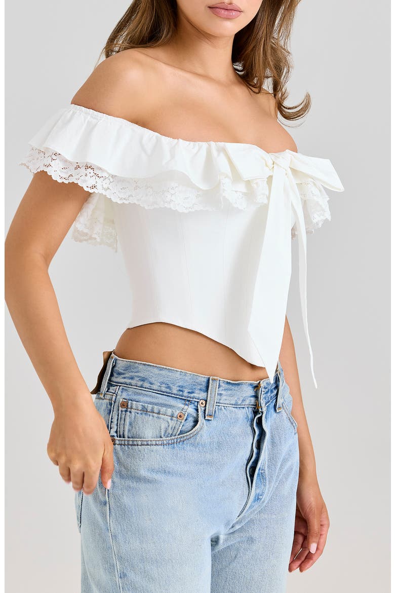 Aria Off the Shoulder Crop Top, Alternate, color, WHITE