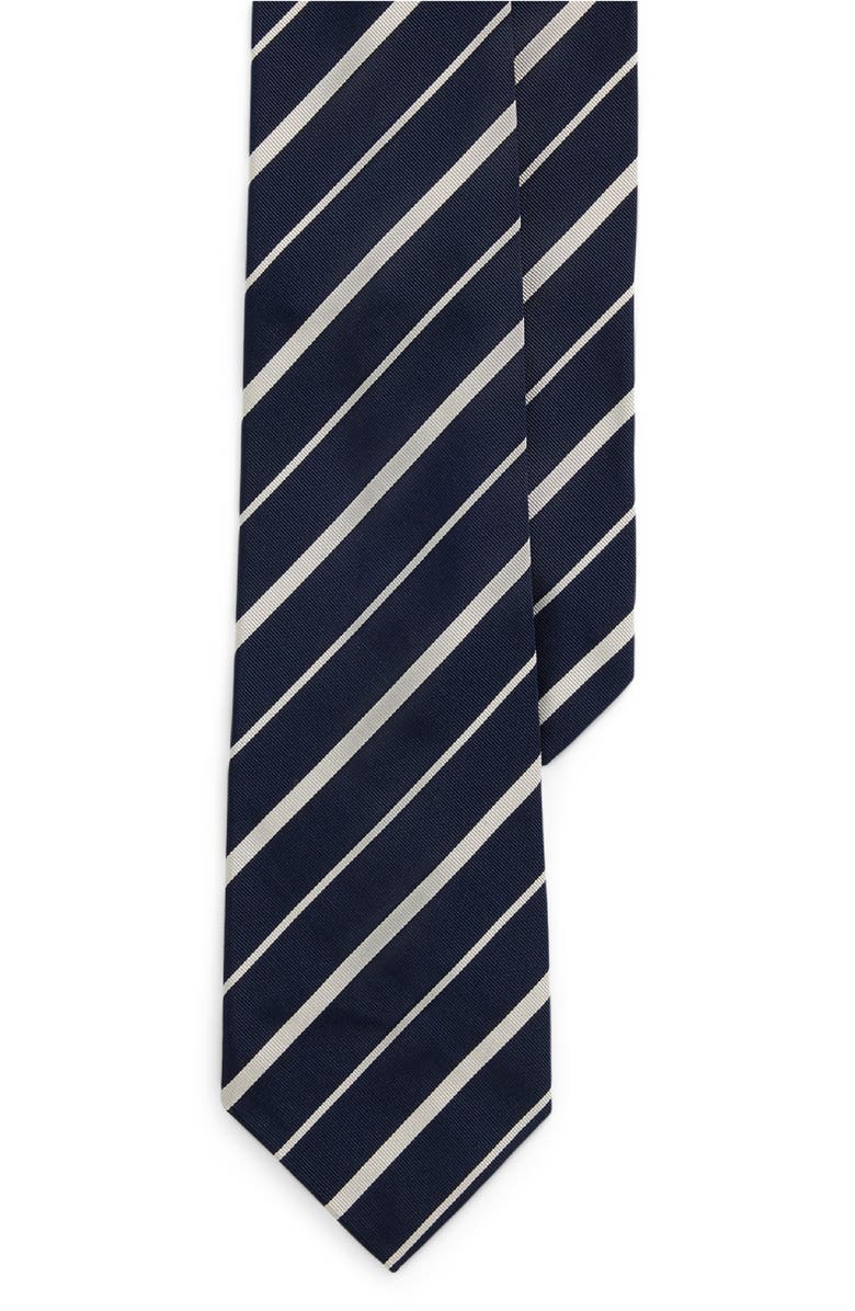 Ralph Lauren Purple Label Repp Stripe Silk & Cotton Tie, Main, color, 