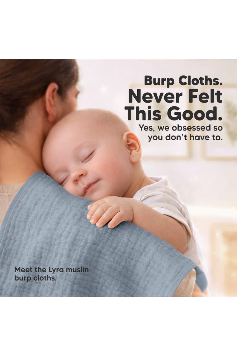 5-Pack Lyra Muslin Burp Cloths, Alternate, color, Slate