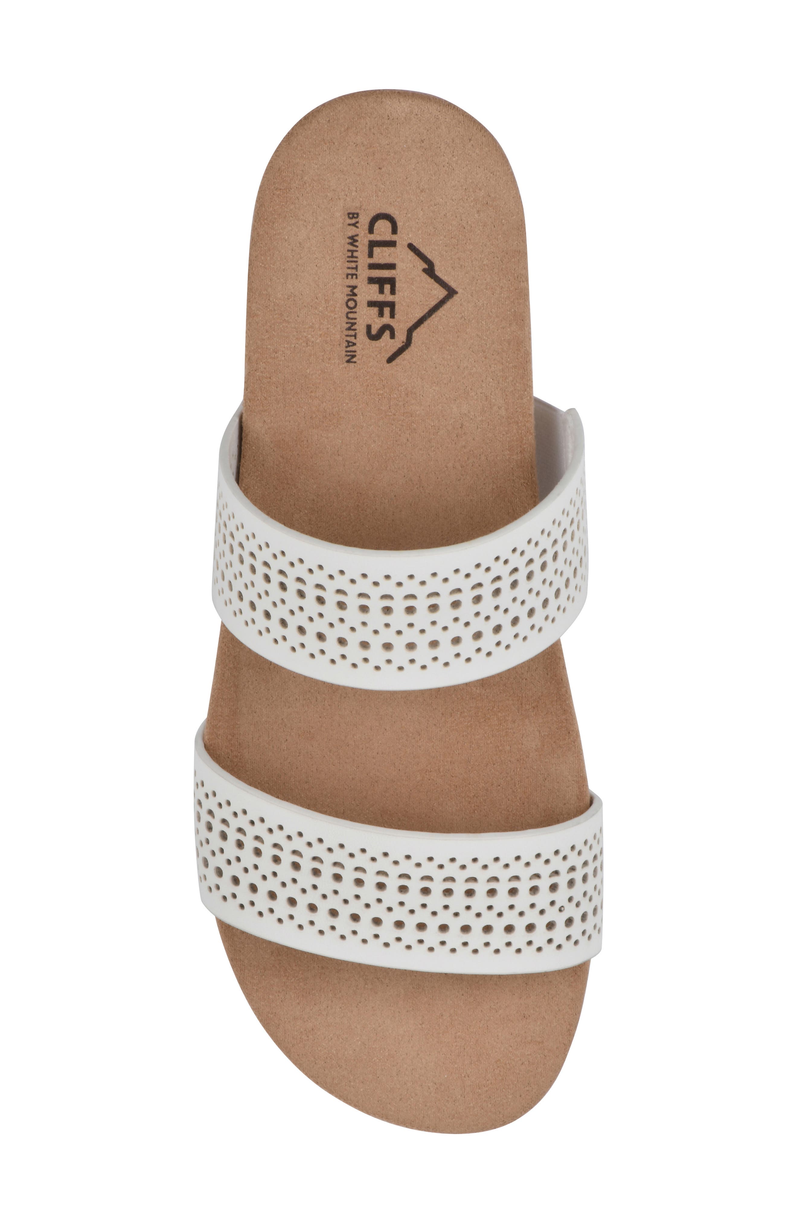 CLIFFS BY WHITE MOUNTAIN Thrilled Laser Cut Sandal, Alternate, color, White/ Burnished/ Smooth