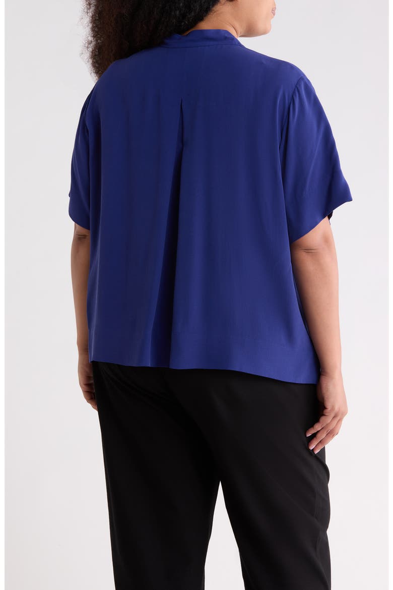 Split Neck Silk Short Sleeve Top, Alternate, color, INFTY