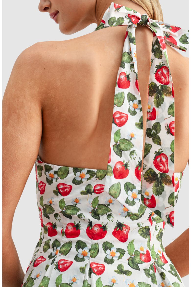 Strawberry Print Halter Neck Minidress, Alternate, color, STRAWBERRY PRINT