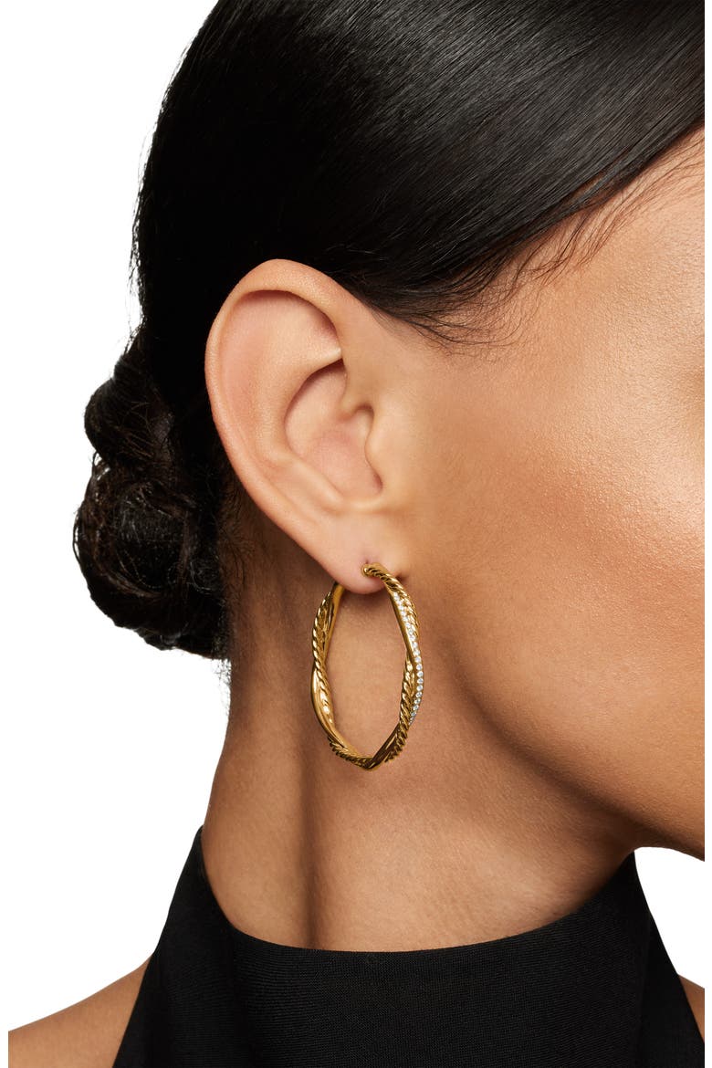 Petite Infinity Hoop Earrings in 18K Yellow Gold with Pavé Diamonds, Alternate, color, 18K YELLOW GOLD